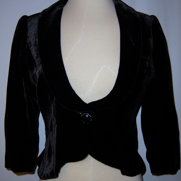 NWT Ann Taylor LOFT Petites Black Velvet Jacket 8P - Picture 1 of 8